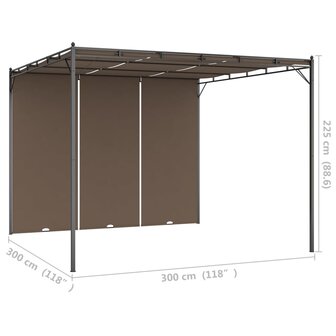 Tuinprieel met zijgordijn 3x3x2,25 m taupe 9