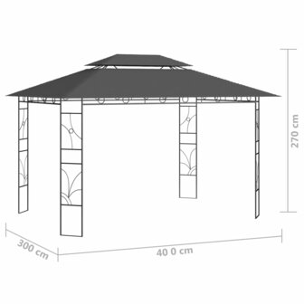 Prieel 160 g/m&sup2; 4x3x2,7 m antracietkleurig 6