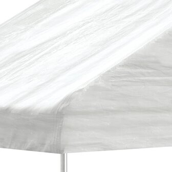 Prieel met dak 4,46x2,28x2,69 m polyetheen wit 4