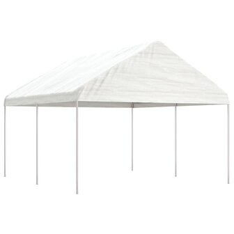 Prieel met dak 4,46x4,08x3,22 m polyetheen wit 1