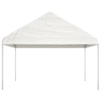 Prieel met dak 6,69x4,08x3,22 m polyetheen wit 3