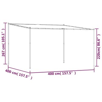 Prieel 4x4 m 180 g/m&sup2; stof en staal antracietkleurig 8