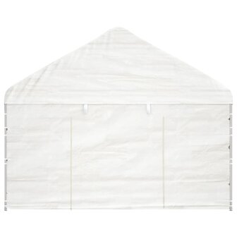 Prieel met dak 4,08x2,23x3,22 m polyetheen wit 3
