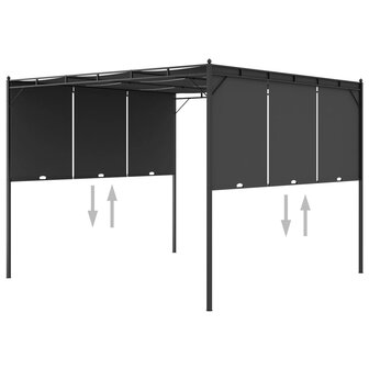 Tuinprieel met zijgordijn 3x3x2,25 m antraciet 6