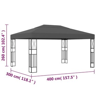 Prieel 3x4 m stof antraciet 6