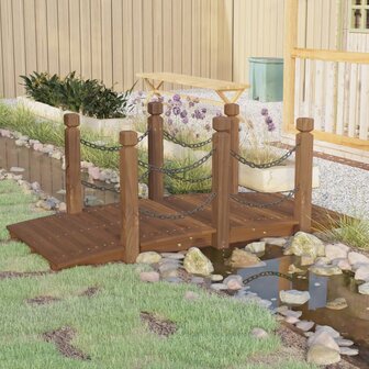 Tuinbrug met kettingrails 150x67x56 cm massief vurenhout 1