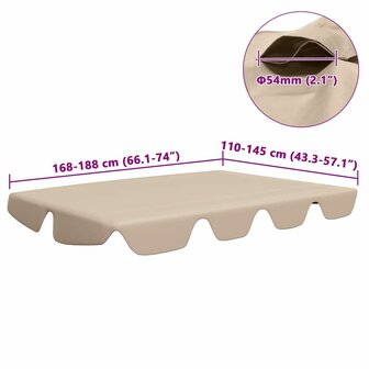 Vervangingsluifel voor schommelbank 188/168x145/110 cm beige 6