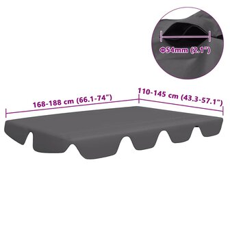 Vervangingsluifel voor schommelbank 188/168x145/110cm antraciet 6