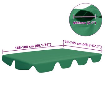 Vervangingsluifel voor schommelbank 188/168x145/110 cm groen 6