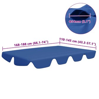 Vervangingsluifel voor schommelbank 188/168x145/110 cm blauw 6