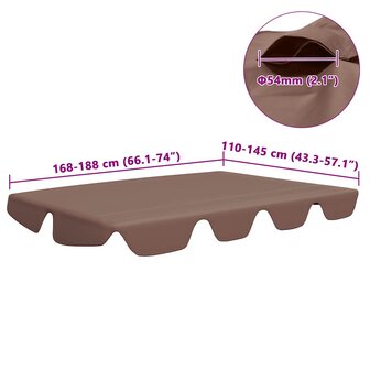 Vervangingsluifel voor schommelbank 188/168x145/110 cm bruin 6