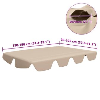 Vervangingsluifel voor schommelbank 150/130x105/70 cm beige 6