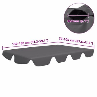 Vervangingsluifel voor schommelbank 150/130x105/70 cm antraciet 6