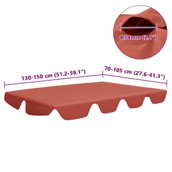 Vervangingsluifel voor schommelbank 150/130x105/70cm terracotta 6