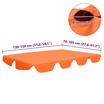 Vervangingsluifel voor schommelbank 150/130x105/70 cm oranje 6