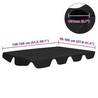 Vervangingsluifel voor schommelbank 150/130x105/70 cm zwart 6