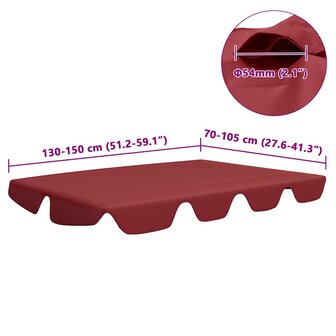 Vervangingsluifel voor schommelbank 150/130x105/70 cm wijnrood 6