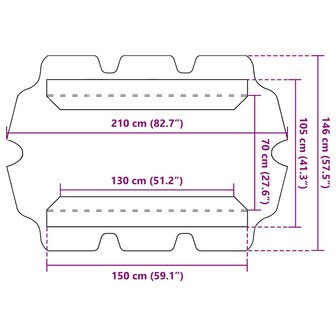 Vervangingsluifel voor schommelbank 150/130x105/70 cm wijnrood 7