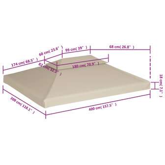 Vervangend tentdoek prieel 310 g/m&sup2; 3x4 m beige 6