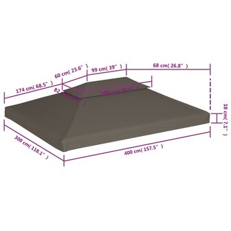 Prieeldak 2-laags 4x3m 310 g/m&sup2; taupe 6