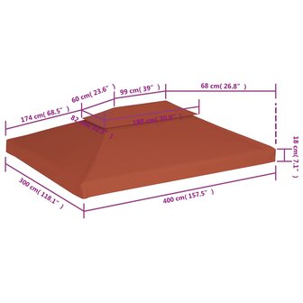 Prieeldak 2-laags 310 g/m&sup2; 4x3 m terracottakleurig 6