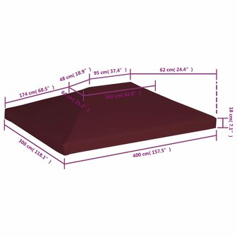 Prieeldak 310 g/m&sup2; 3x4 m bordeaux 6