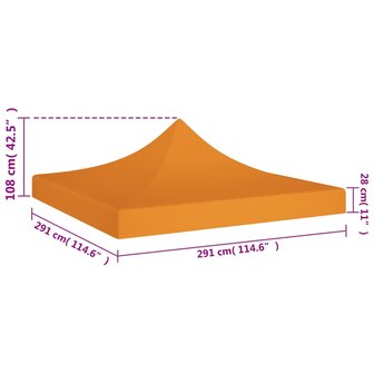 Partytentdak 270 g/m&sup2; 3x3 m oranje 5