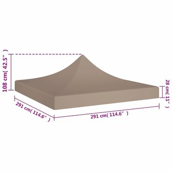 Partytentdak 270 g/m&sup2; 3x3 m taupe 5