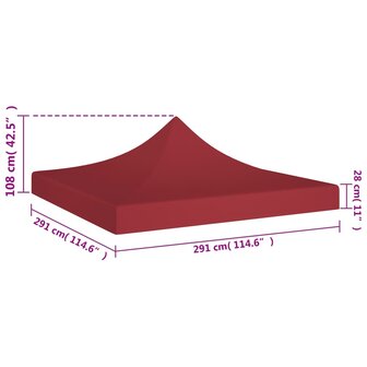 Partytentdak 270 g/m&sup2; 3x3 m bordeauxrood 5