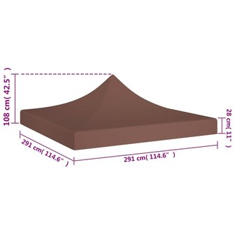 Partytentdak 270 g/m&sup2; 3x3 m bruin 5