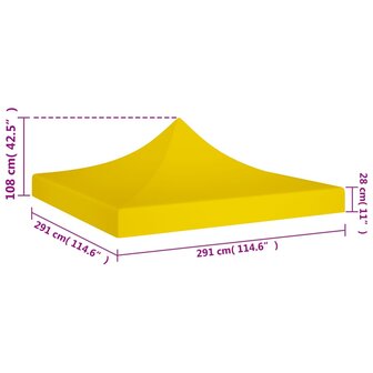 Partytentdak 270 g/m&sup2; 3x3 m geel 5