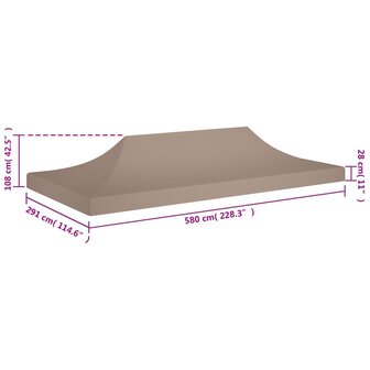Partytentdak 270 g/m&sup2; 6x3 m taupe 6