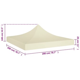 Partytentdak 270 g/m&sup2; 2x2 m cr&egrave;me  5