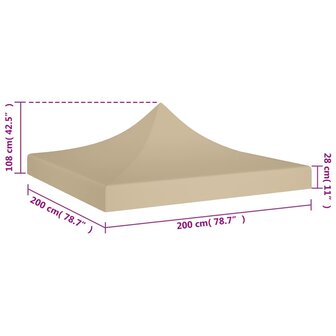 Partytentdak 270 g/m&sup2; 2x2 m beige  5