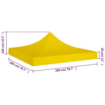 Partytentdak 270 g/m&sup2; 2x2 m geel  5