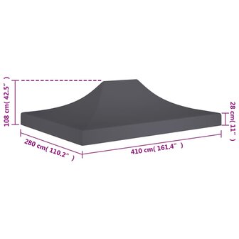 Partytentdak 270 g/m&sup2; 4x3 m antraciet 6
