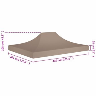 Partytentdak 270 g/m&sup2; 4x3 m taupe 6