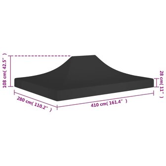 Partytentdak 270 g/m&sup2; 4x3 m zwart 6