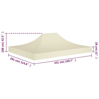 Partytentdak 270 g/m&sup2; 4,5x3 m cr&egrave;mekleurig 6