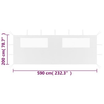 Prieelzijwand met ramen 6x2 m wit 4