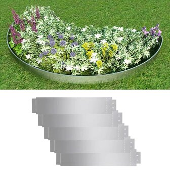 Grasboorden 100x19 cm gegalvaniseerd staal 5 st 1