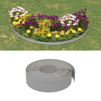 Tuinrand 10 m 15 cm polyetheen grijs 1