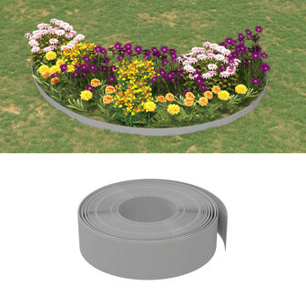 Tuinranden 2 st 10 m 15 cm polyetheen grijs 1