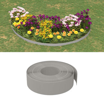 Tuinranden 4 st 10 m 15 cm polyetheen grijs 1