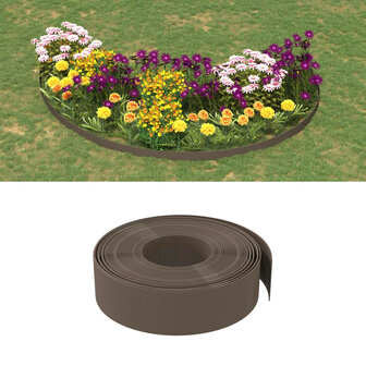 Tuinranden 2 st 10 m 15 cm polyetheen bruin 1