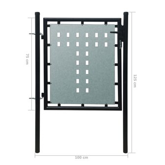 Poort enkel 100x125 cm zwart 5