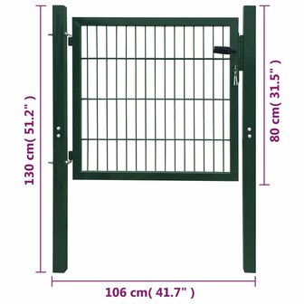 Poort dubbelstaafmat (enkel) 106x130 cm groen 6