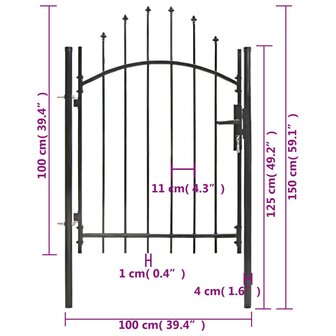 Poort 1x1,5 m staal zwart 5