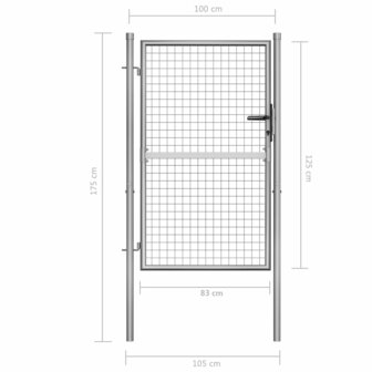 Poort 105x175 cm gegalvaniseerd staal zilverkleurig 5