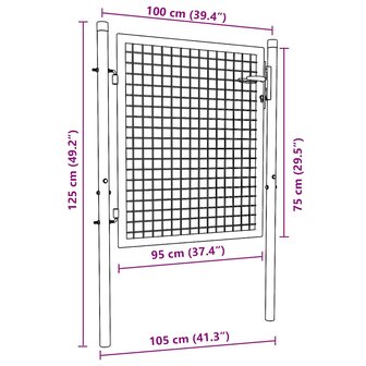 Gaaspoort 100x125 cm gegalvaniseerd staal grijs 7